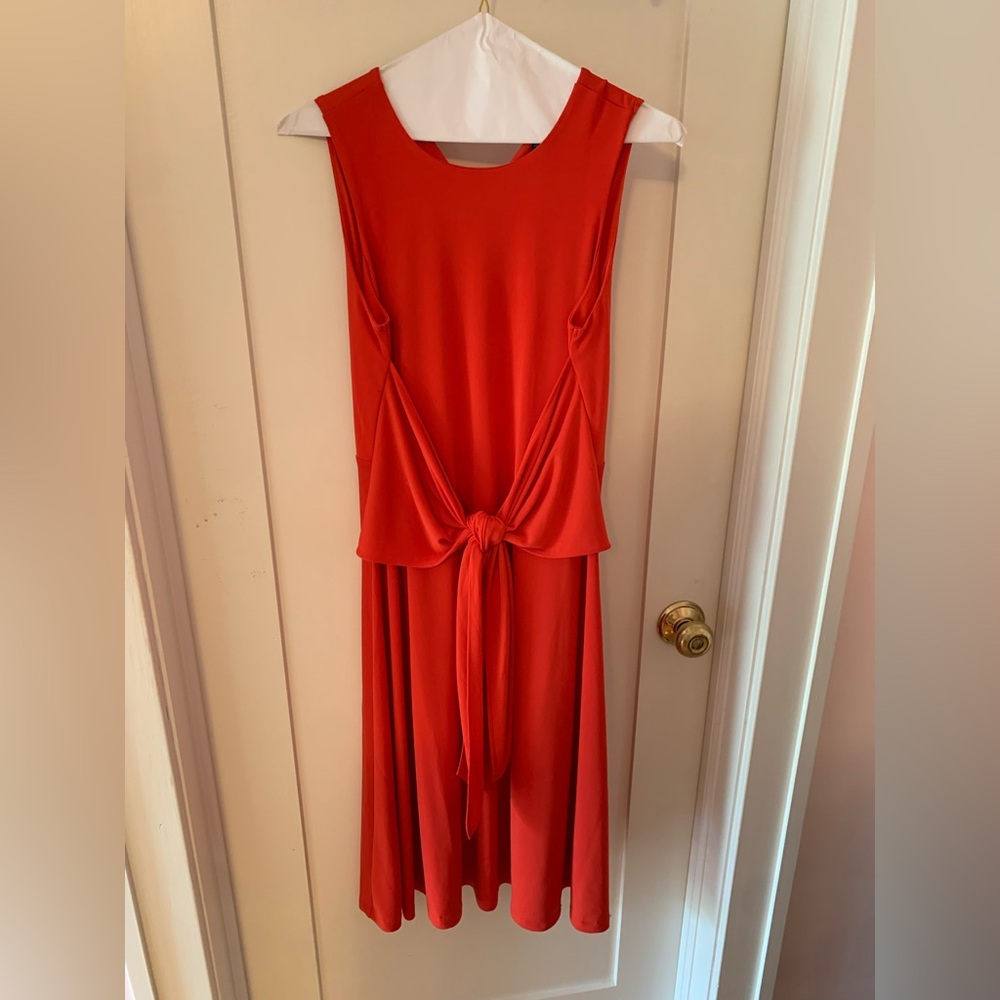 Ann Taylor Matte Tie Front Midi Dress - Picture 2 of 5
